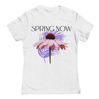Juniors' Neon Spring Now Graphic T-Shirt
