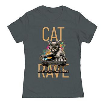 Juniors' Dj Cat Graphic T-Shirt