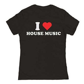 Juniors' Retro I Love House Music Graphic T-Shirt