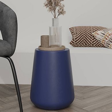14" Round End Table in Fiberstone with Tapered Base Design Glint Collection