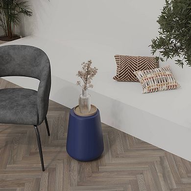14" Round End Table in Fiberstone with Tapered Base Design Glint Collection