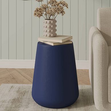 14" Round End Table in Fiberstone with Tapered Base Design Glint Collection