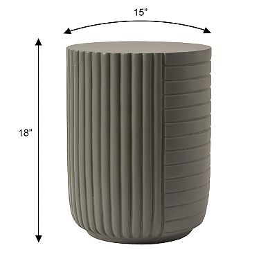 14" Wide Round Side Table in Fiberstone with Ribbed Design Trove Collection