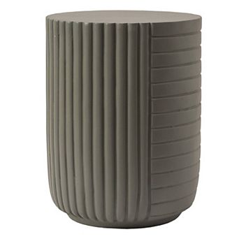 14" Wide Round Side Table in Fiberstone with Ribbed Design Trove Collection