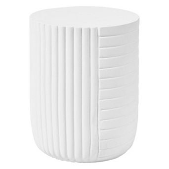 14" Wide Round Side Table in Fiberstone with Ribbed Design Trove Collection