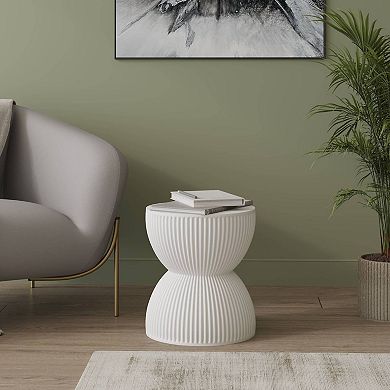 15" Wide Side Table in Painted Fiberstone with Hourglass Design Spire Collection