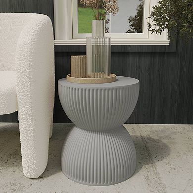 15" Wide Side Table in Painted Fiberstone with Hourglass Design Spire Collection