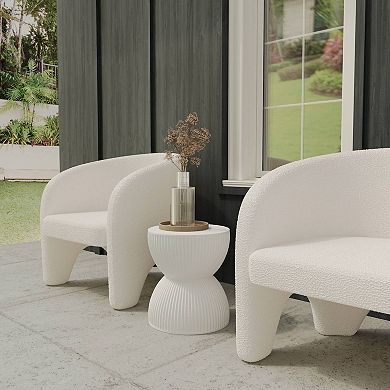 15" Wide Side Table in Painted Fiberstone with Hourglass Design Spire Collection