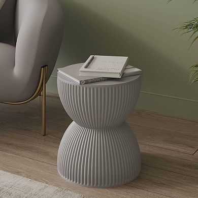 15" Wide Side Table in Painted Fiberstone with Hourglass Design Spire Collection