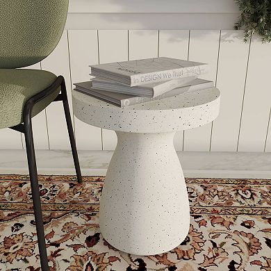 16" Round Side Table in Fiberstone with Hourglass Pedestal Design Wisp Series
