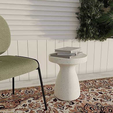 16" Round Side Table in Fiberstone with Hourglass Pedestal Design Wisp Series