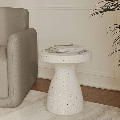 16" Round Side Table in Fiberstone with Hourglass Pedestal Design Wisp Series