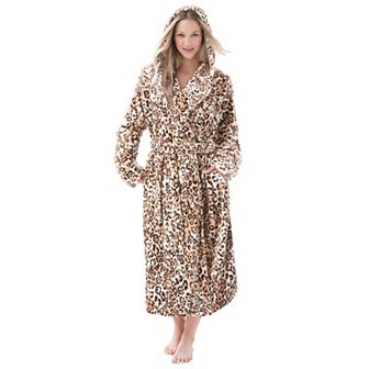 Dreams & Co. Women's Plus Size Dreams & Co Plush Hooded Wrap Robe