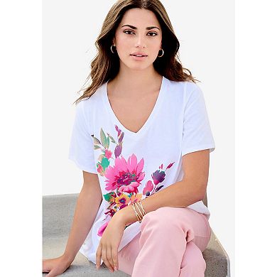 Roaman's Women's Plus Size Ultimate Short Sleeve Swing Tee