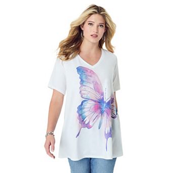 Roaman's Women's Plus Size Ultimate Short Sleeve Swing Tee