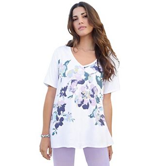 Roaman's Women's Plus Size Ultimate Short Sleeve Swing Tee