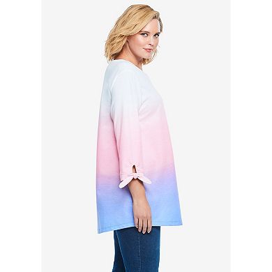 Woman Within Plus Size French Terry Tie-Sleeve Sweatshirt