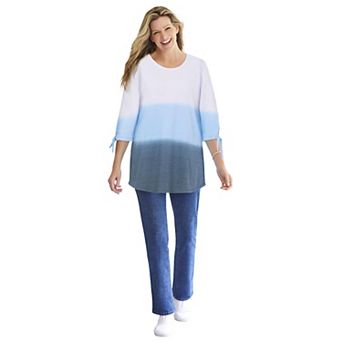 Woman Within Plus Size French Terry Tie-Sleeve Sweatshirt
