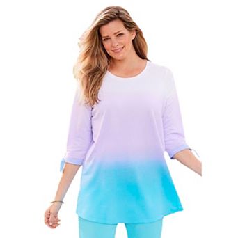 Woman Within Plus Size French Terry Tie-Sleeve Sweatshirt