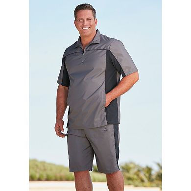 KingSize Men's Big & Tall Quarter Zip Short Sleeve Colorblock Tracksuit