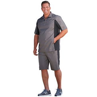 KingSize Men's Big & Tall Quarter Zip Short Sleeve Colorblock Tracksuit