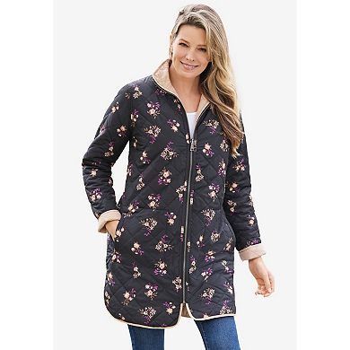 Woman Within Plus Size Reversible Quilted Barn Jacket