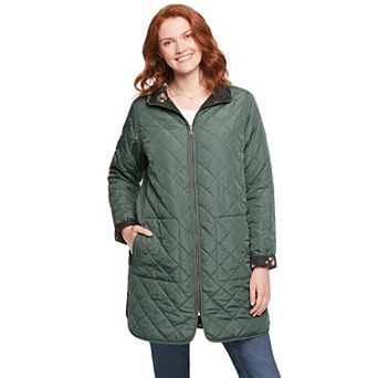 Woman Within Plus Size Reversible Quilted Barn Jacket