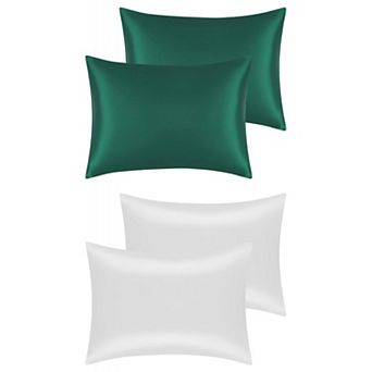 Satin Pillowcase Set of 4 Soft for Skin with Envelope Closure, Standard (20"x26")