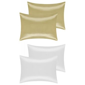 Satin Pillowcase Set of 4 Soft for Skin with Envelope Closure, Standard (20"x26")