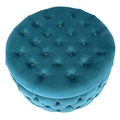 Westintrends Round Velvet Tufted Storage Ottoman