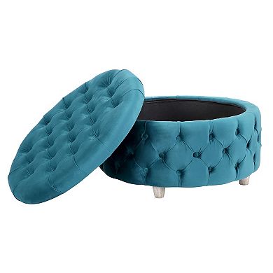 Westintrends Round Velvet Tufted Storage Ottoman
