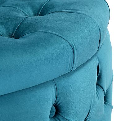 Westintrends Round Velvet Tufted Storage Ottoman