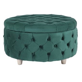 Westintrends Round Velvet Tufted Storage Ottoman