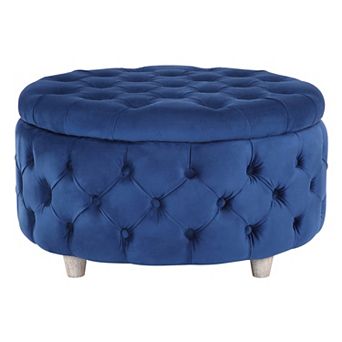 Westintrends Round Velvet Tufted Storage Ottoman
