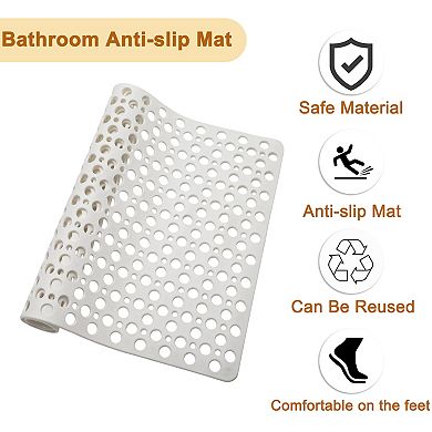 Bathtub Shower Mat, Bath Mat with Drain Hole and Suction Cups, Bath Mat for Tub