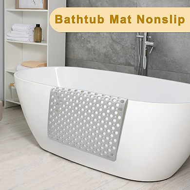 Bathtub Shower Mat, Bath Mat with Drain Hole and Suction Cups, Bath Mat for Tub