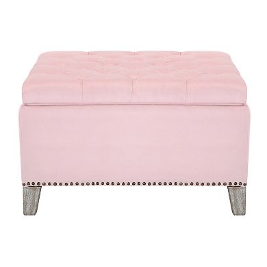Westintrends Square Velvet Tufted Storage Ottoman