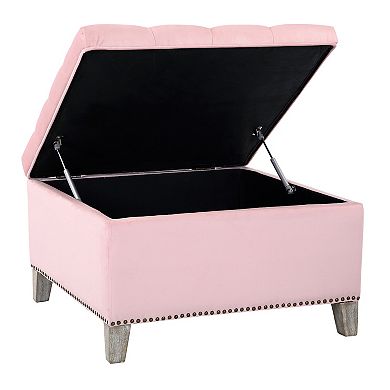 Westintrends Square Velvet Tufted Storage Ottoman