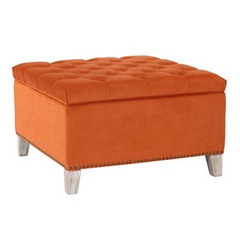 Westintrends Square Velvet Tufted Storage Ottoman