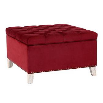 Westintrends Square Velvet Tufted Storage Ottoman