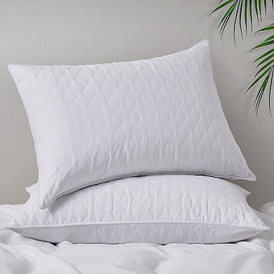 Unikome Quilted Goose Feather and Polyester Blend Pillow Set of 2 for Soft and Supportive Comfort
