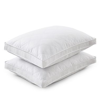 Unikome Double Pack Goose Down Feather Gusseted Pillow Soft and Supportive Comfort