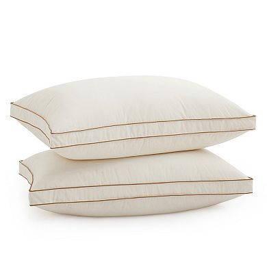 Unikome 2 Pair 75% White Down Gusseted Cotton Pillow Medium Support for Side and Back Sleepers