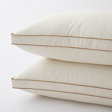 Unikome 2 Pair 75% White Down Gusseted Cotton Pillow Medium Support for Side and Back Sleepers