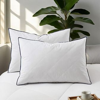 Unikome Set of 2 Goose Down Feather Pillow Gusseted Pillow for Back and Side Sleepers