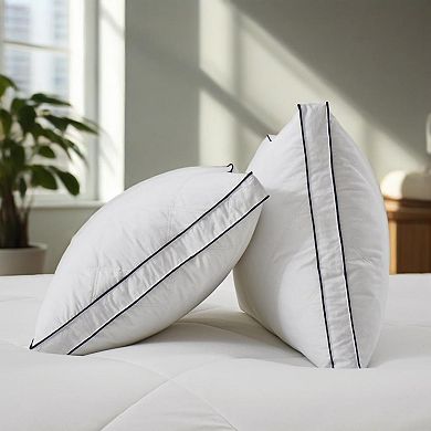 Unikome Set of 2 Goose Down Feather Pillow Gusseted Pillow for Back and Side Sleepers
