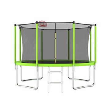 12FT Trampoline for Kids Adults with Basketball Hoop Trampolines with Safety Enclosure
