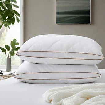Unikome Pair of Medium-Support Pillows - Breathable Cotton Goose Feather Down Pillow