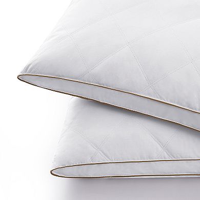 Unikome Pair of Medium-Support Pillows - Breathable Cotton Goose Feather Down Pillow