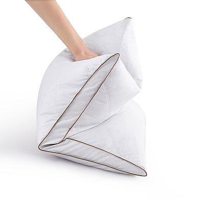 Unikome Pair of Medium-Support Pillows - Breathable Cotton Goose Feather Down Pillow